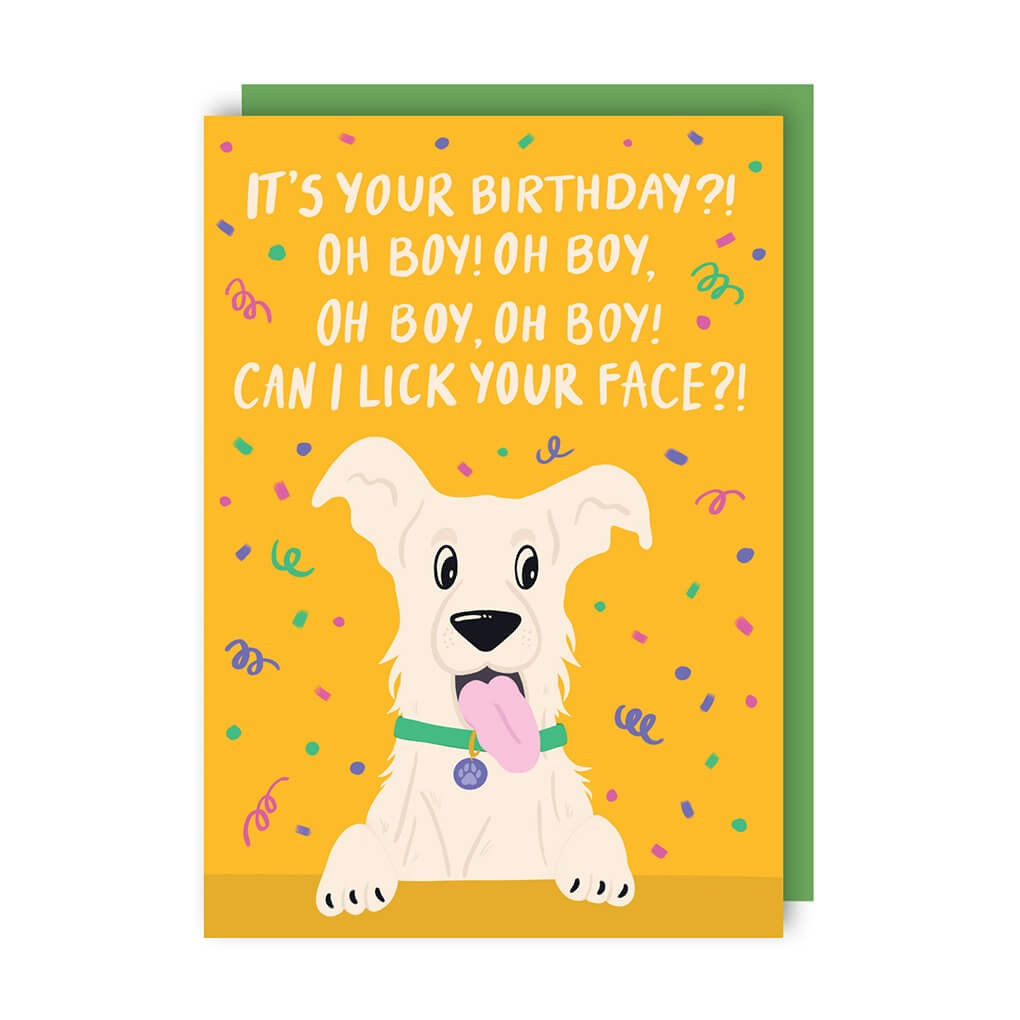 Oh Boy Excited Dog Birthday Card - Greeting Card from Pheasant Plucker